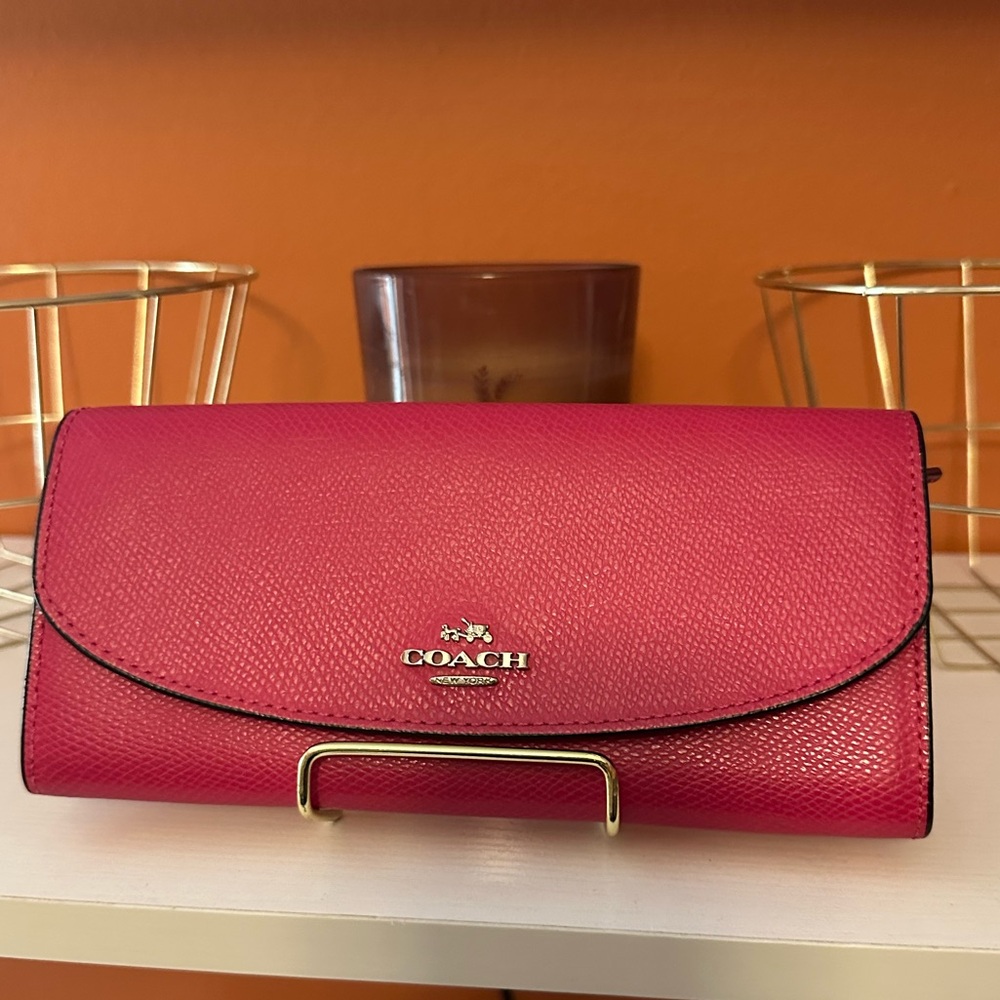 COACH Slim Envelope Wallet w/ Gold Accents